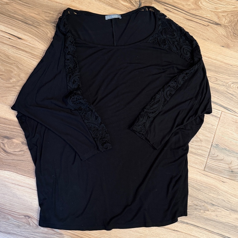 Loveappella Black Lace Sleeve Top